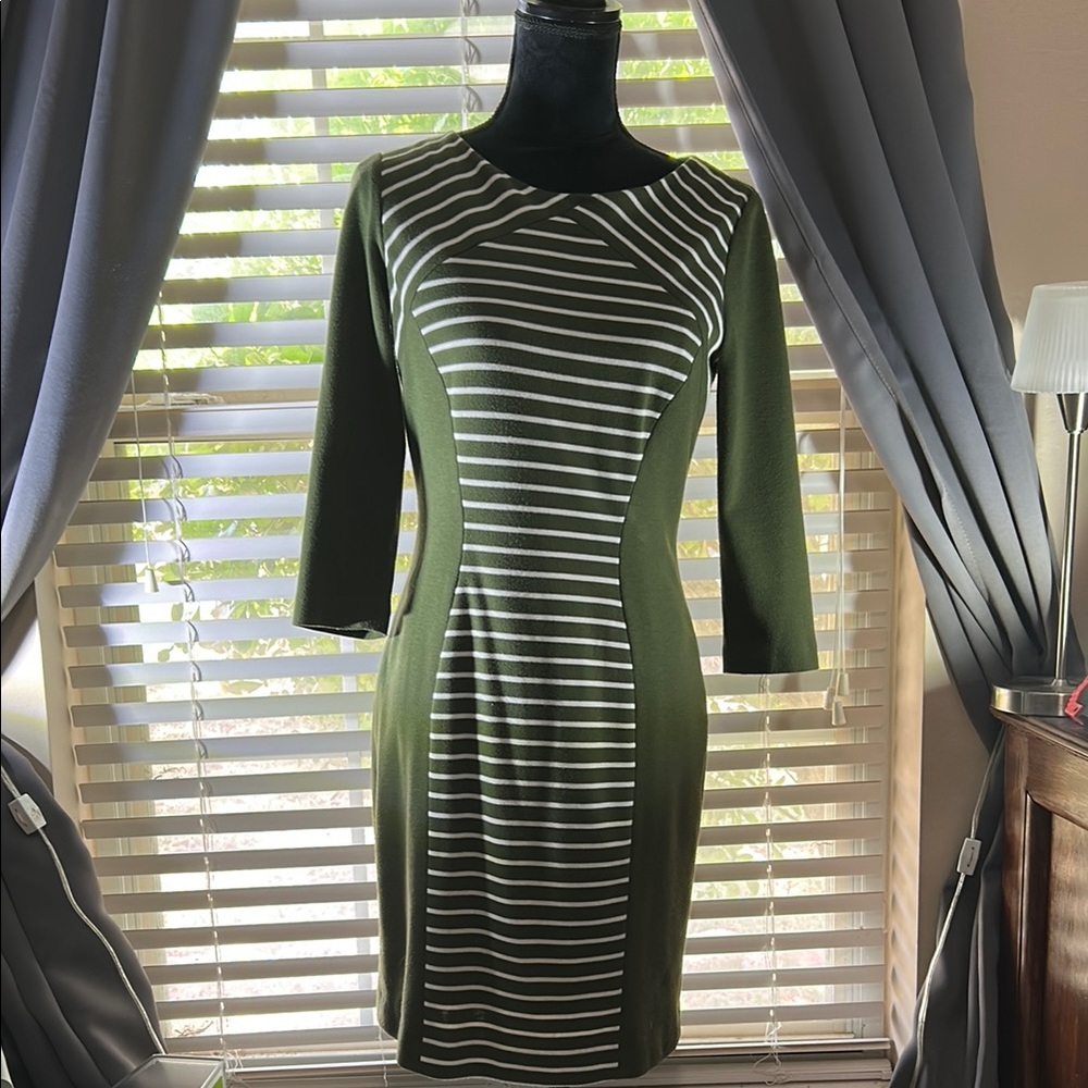 Gianni Bini Green and White Striped Dress
